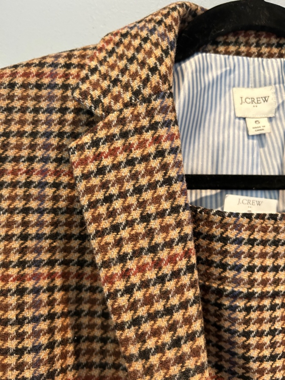 J. Crew Brown and Black Houndstooth Blazer & Matching Skirt Set - Picture 8 of 9